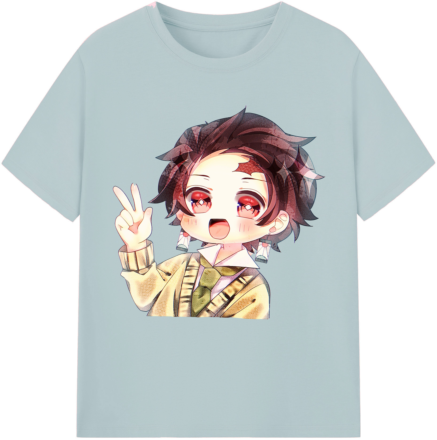 （画像用） 鬼滅の刃 竈門 炭治郎／かまど たんじろう Kamado Tanjirou 綿100％半袖Tシャツ（フロントプリント）